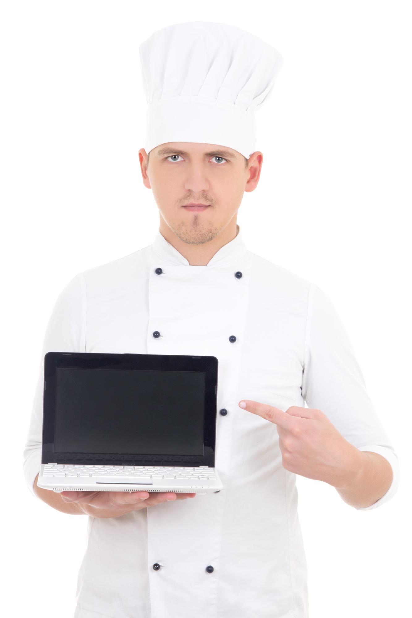 Chef che guida una lezione di cucina online